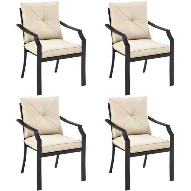 Tangkula 4 Pcs Patio Dinning Chairs Cushioned Chairs W steel Frame For Garden Backyard amp Poolside