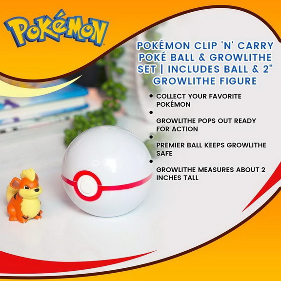 Tomy Pokemon Clip 'N' Carry Poke Ball   Growlithe ...