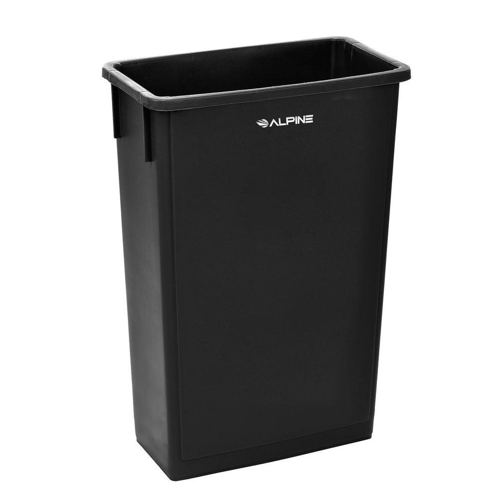 Alpine Industries 23 Gal. Black Plastic Waste Basket Commercial Slim Trash Can (3-Pack) 477-BLK-3PK