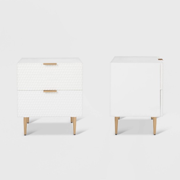 Jolie 2 Drawer Side Table White Adore Decor