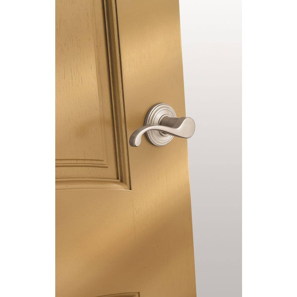 Kwikset Commonwealth Satin Nickel Privacy BedBath Door Handle with Microban Antimicrobial Technology and Lock 730CHL 15 6AL RCS