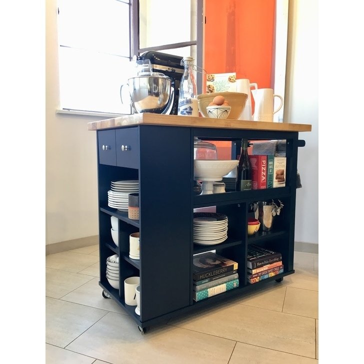 angelo:HOME Kitchen Island/Cart - Boston (Navy)