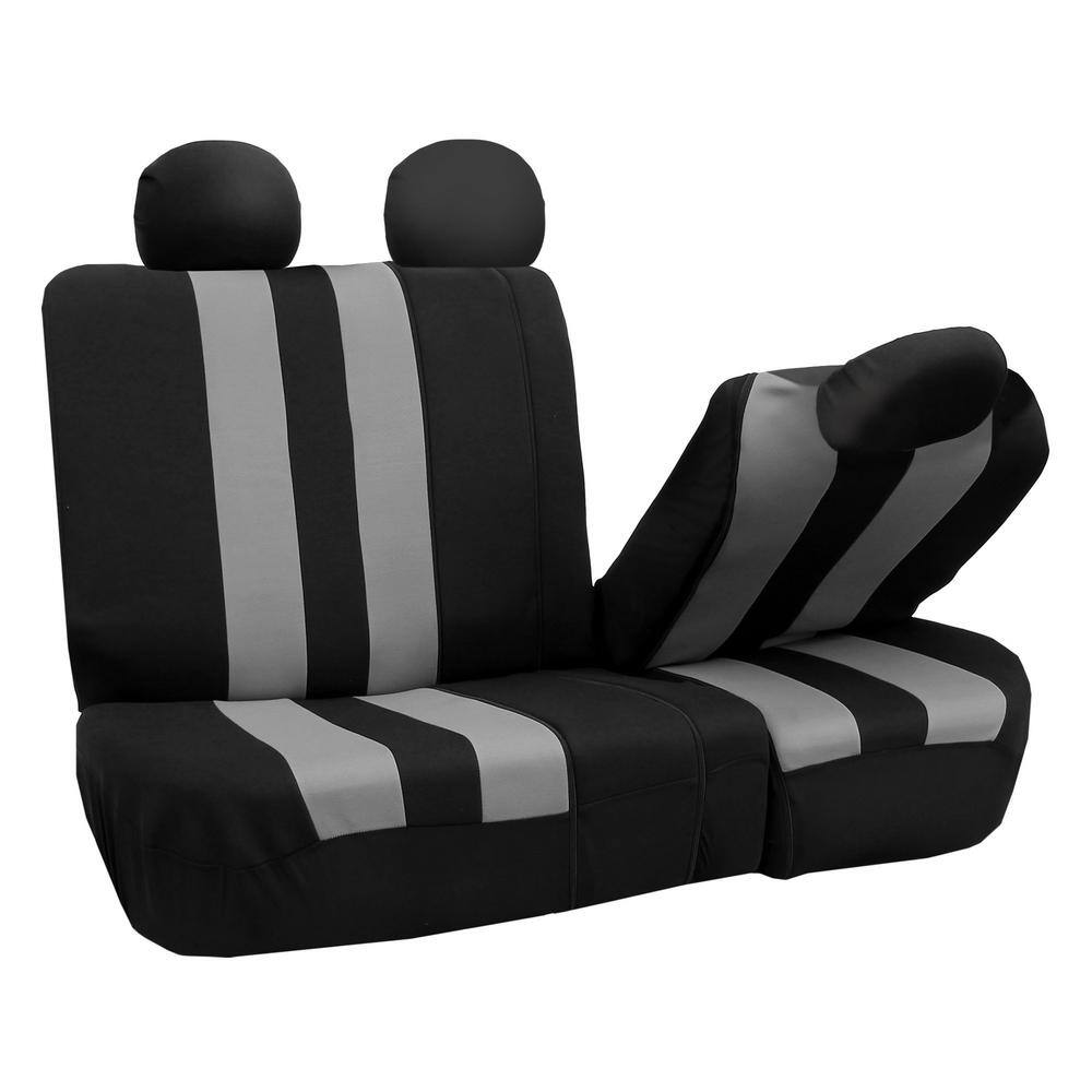 FH Group Modern Stripe Fabric 21 in. x 20 in. x 2 in. Full Set Seat Covers DMFB036115GRAY