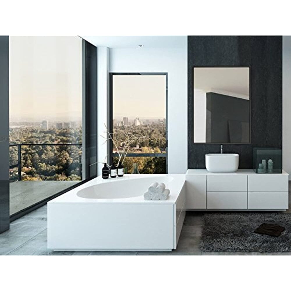 Framed Wall Mirror - 30 x 40 Inches Contemporary Large Rectangle Mirror with Floating Glass Panel and Wenge Wood-Look Frame