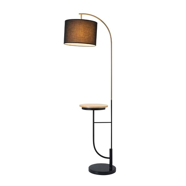 Lana Arc Floor Lamp With Table And Usb Port black Teamson Home