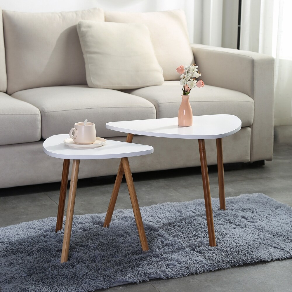 Cora Modern Contemporary Triangle Nesting Tables  Set of 2