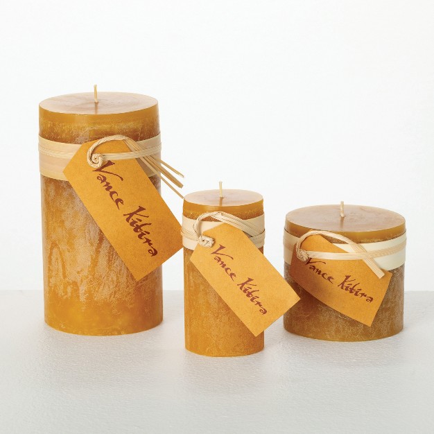 Brown Sugar Timber Pillar Candles Kit Set Of 3