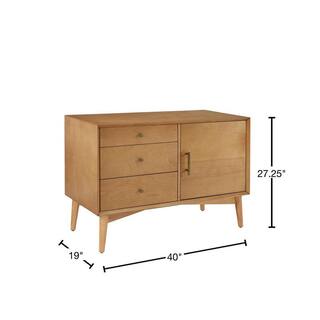 CROSLEY FURNITURE Landon 40 in. Acorn Rectangle Wood Console Table with Drawers CF1106-AC