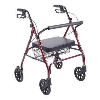 Drive Medical Heavy Duty Bariatric Rollator Rolling Walker with Large Padded Seat Red 10215RD-1