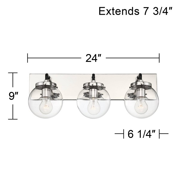 3 light Fixture Clear Glass Globe For Bedroom Bathroom Vanity Reading Home