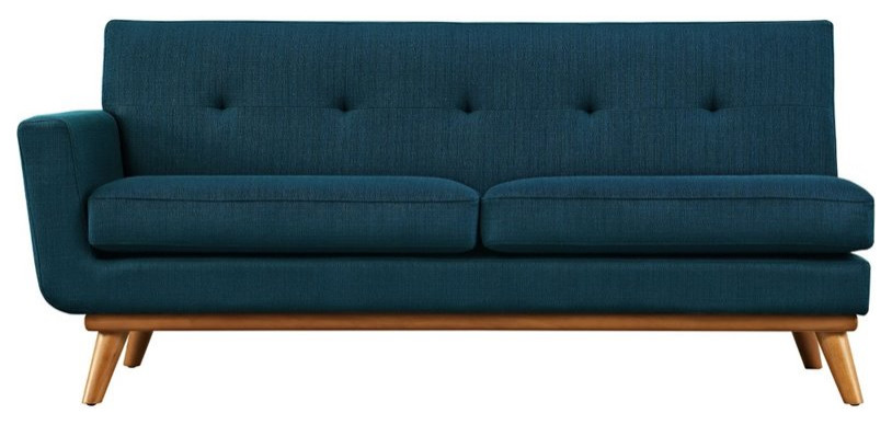 Modway Engage Right Arm Upholstered Fabric and Wood Loveseat in Azure Blue   Midcentury   Loveseats   by Homesquare  Houzz