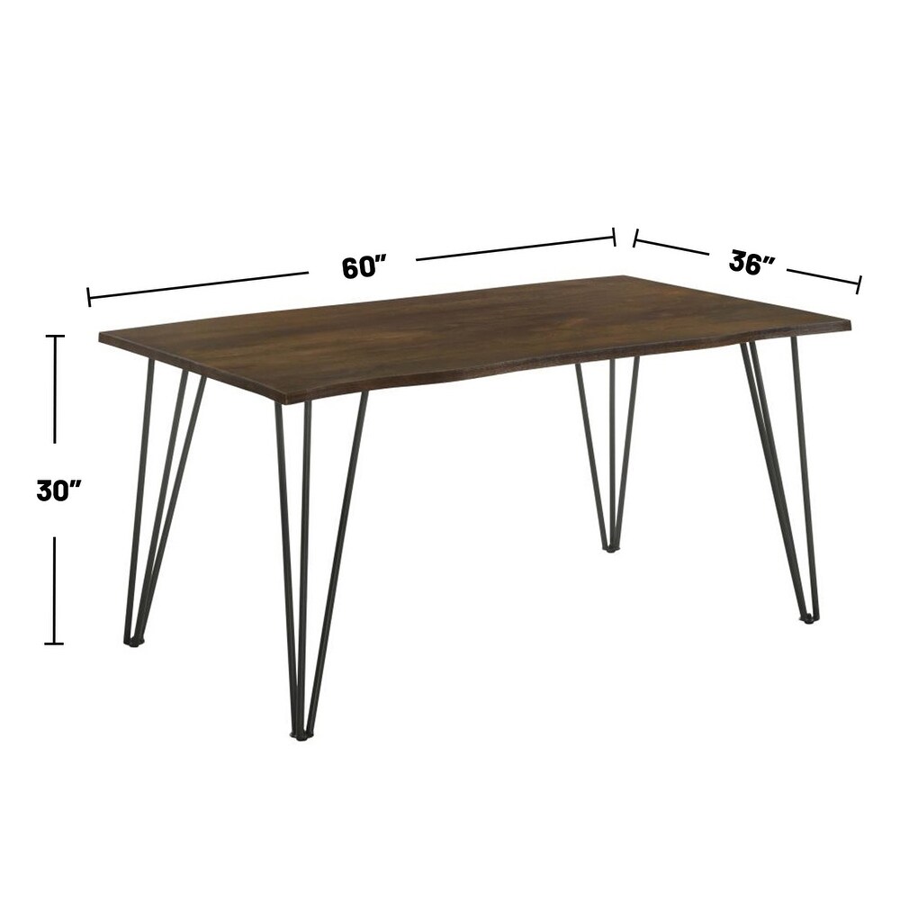 Metal Frame Dining Table with Wood Top in Mango Cocoa and Gunmetal