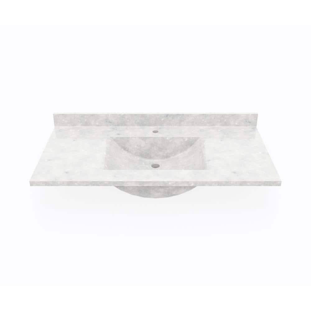 Swan Contour 43 in W x 22 in D Solid Surface Vanity Top with Sink in Ice