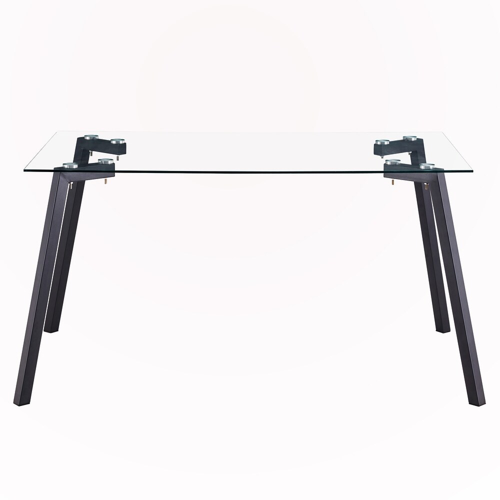 Rectangular Glass Dining Table with Metal Legs