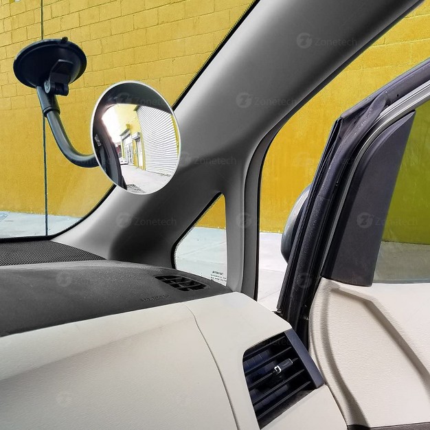 Zone Tech Adjustable Round Blind Spot Mirror long Arm Hd Glass Convex Wide Angle Rear View Lens Clear View For Safety And Security For Cars Trucks