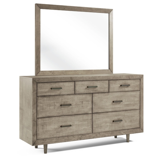 Abbyson Retro Mid Century Wood 7 Drawer Dresser and Mirror - - 26281088