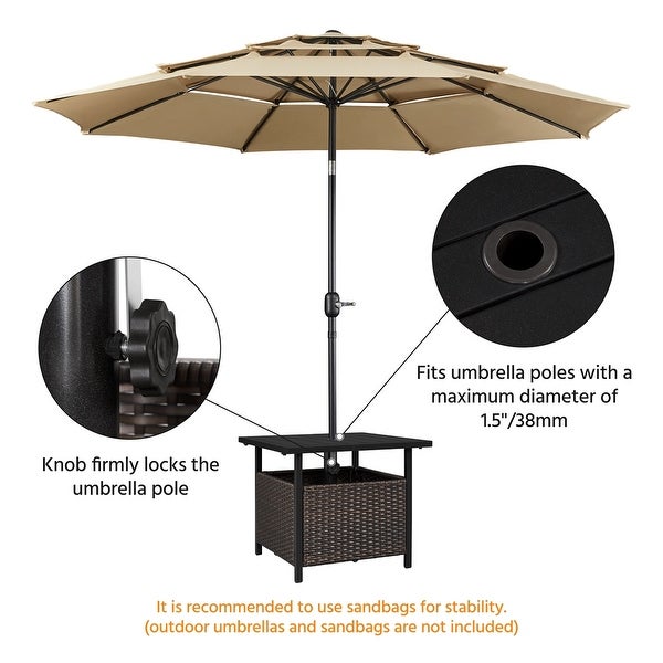 Yaheetech Outdoor Garden Patio Rattan Side Table With Umbrella Tube - Overstock - 36138639