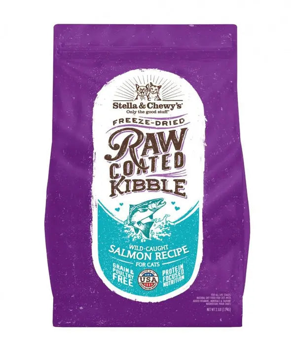 Stella and Chewy Raw Coated Kibble Wild Caught Salmon Recipe Dry Cat F;