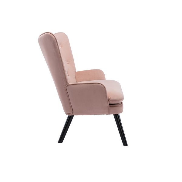 Cozy Mid-Century Accent Chair with High Back and Padded Seat， Pink