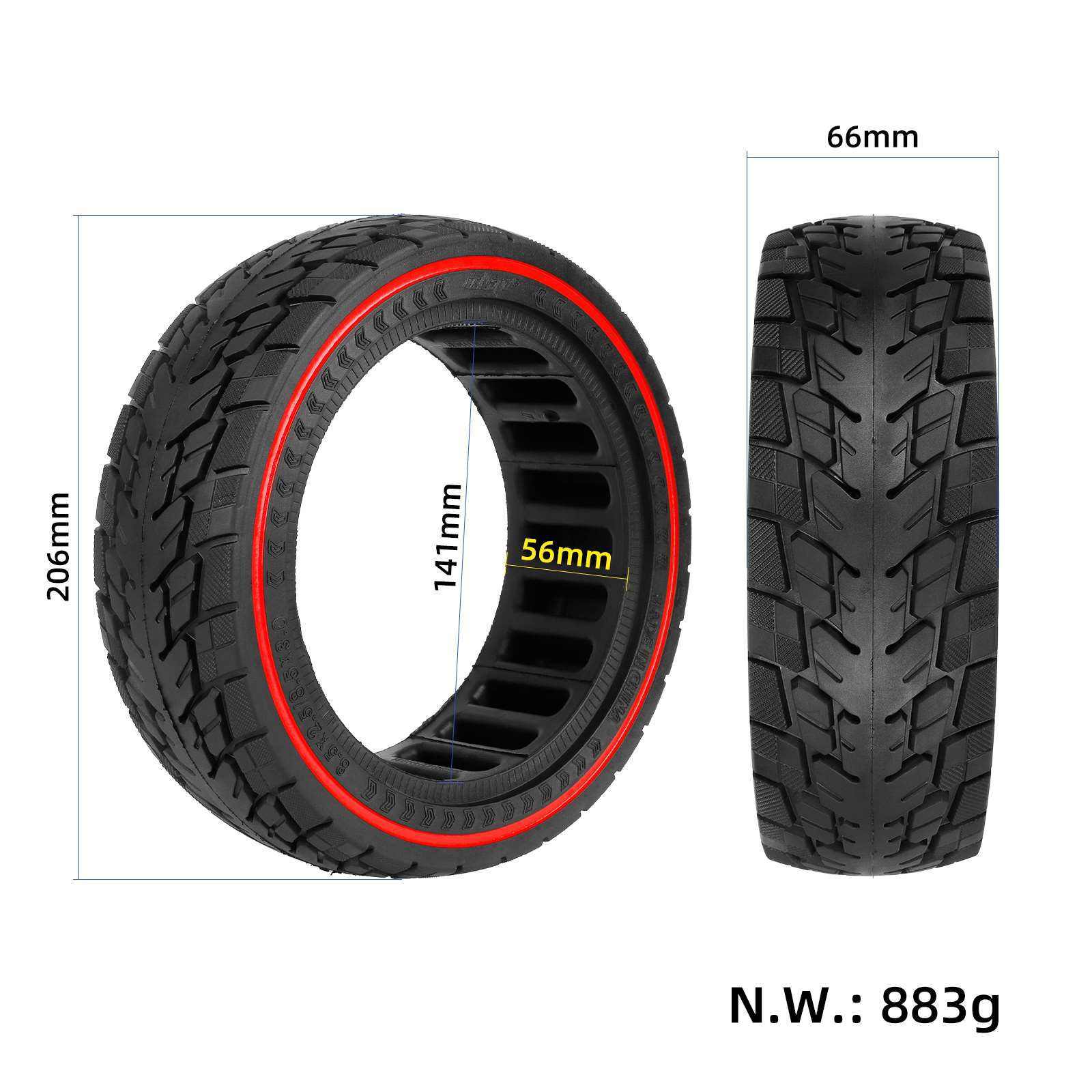 Ulip8.5*2.5/8.5*3 Red Line off road solid Dualtron Mini Motor scooter tires