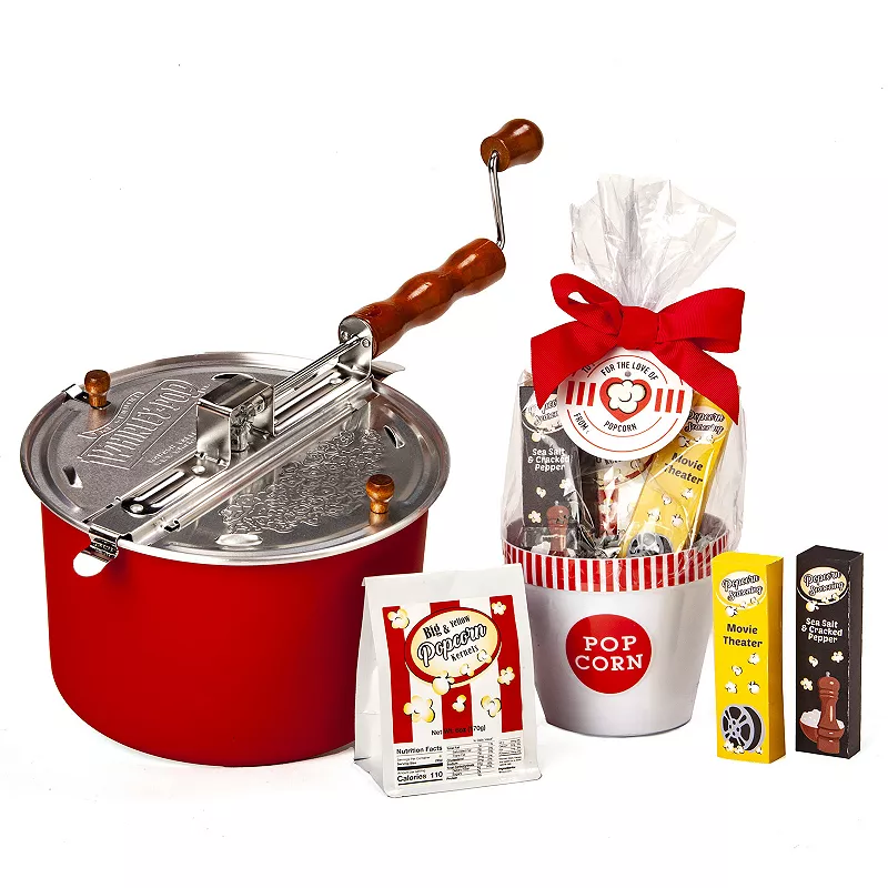 Wabash Valley Farms Whirley-Pop Popcorn Popper and For the Love of Popcorn Cello Gift Set