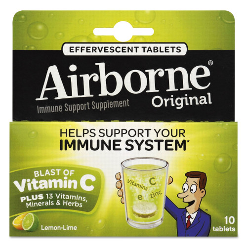 Airborne Immune Support Effervescent Tablet， Lemon/Lime， 10 Count (30006)