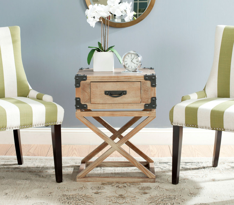 Mullins Accent Table With Storage Drawer Washed Natural Pine   Modern   Side Tables And End Tables   by Virgil Stanis Design  Houzz