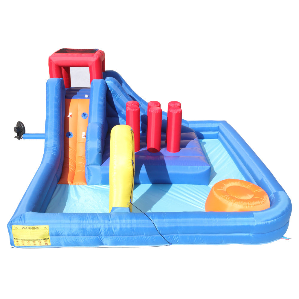 Summer Large Kids Inflatable Bouncers, Bouncy Castle, River Field, Climbing Wall, Water Cannon and Hose + 110V-120V 680W US Standard Bouncy Castle Blower