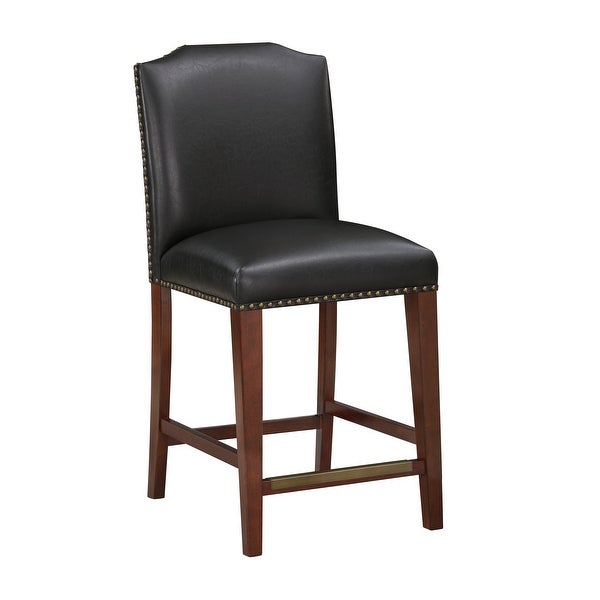 Britton Stationary Faux Leather Counter Stool with Nail Heads by Greyson Living