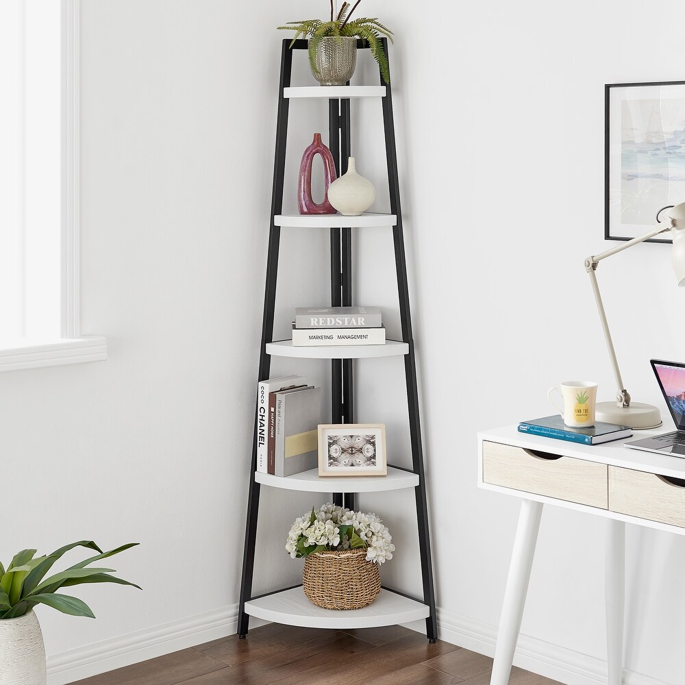 Danya B. Free Standing 5 Tier Pyramid Industrial Corner Shelf