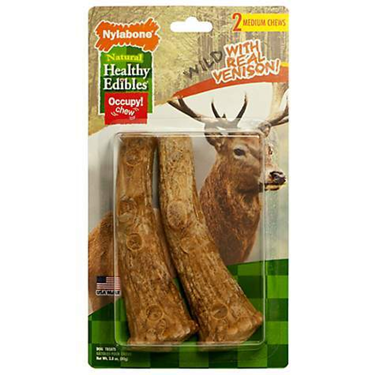 Nylabone Healthy Edibles Venison Flavored Antler Wolf Dog Treats