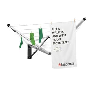 Brabantia Wallfix 72.5 in. x 72.5 in. Steel Retractable Indoor or Outdoor Clothesline Wall Mounted with Protective Storage Box 375842