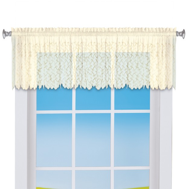 Collections Etc Sheer Splendor Rod Pocket Embroidered Window Valance