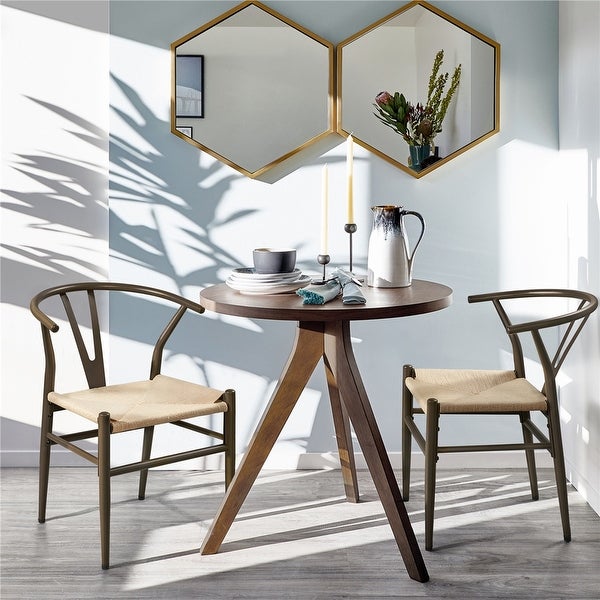 Yaheetech Modern Weave Y-Shaped Dining Chair with Solid Metal Frame