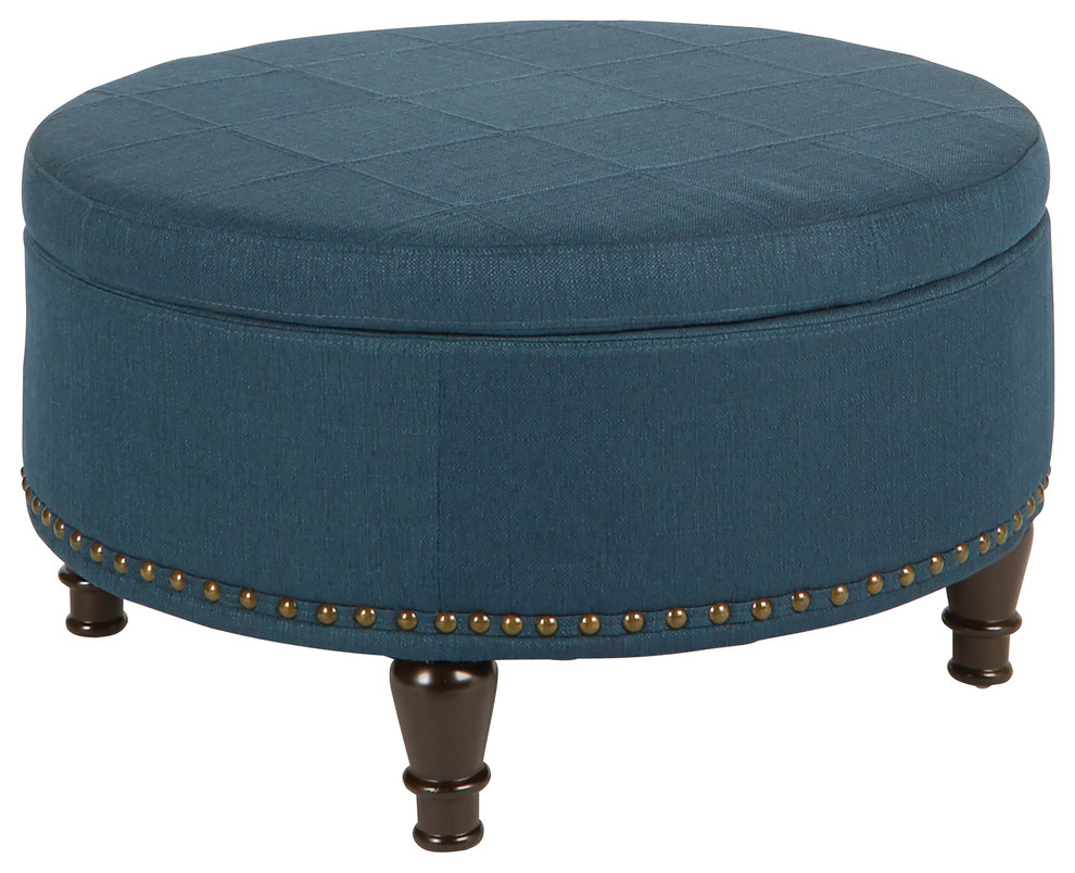 Augusta Round Storage Ottoman   Traditional   Footstools And Ottomans   by Office Star Products  Houzz