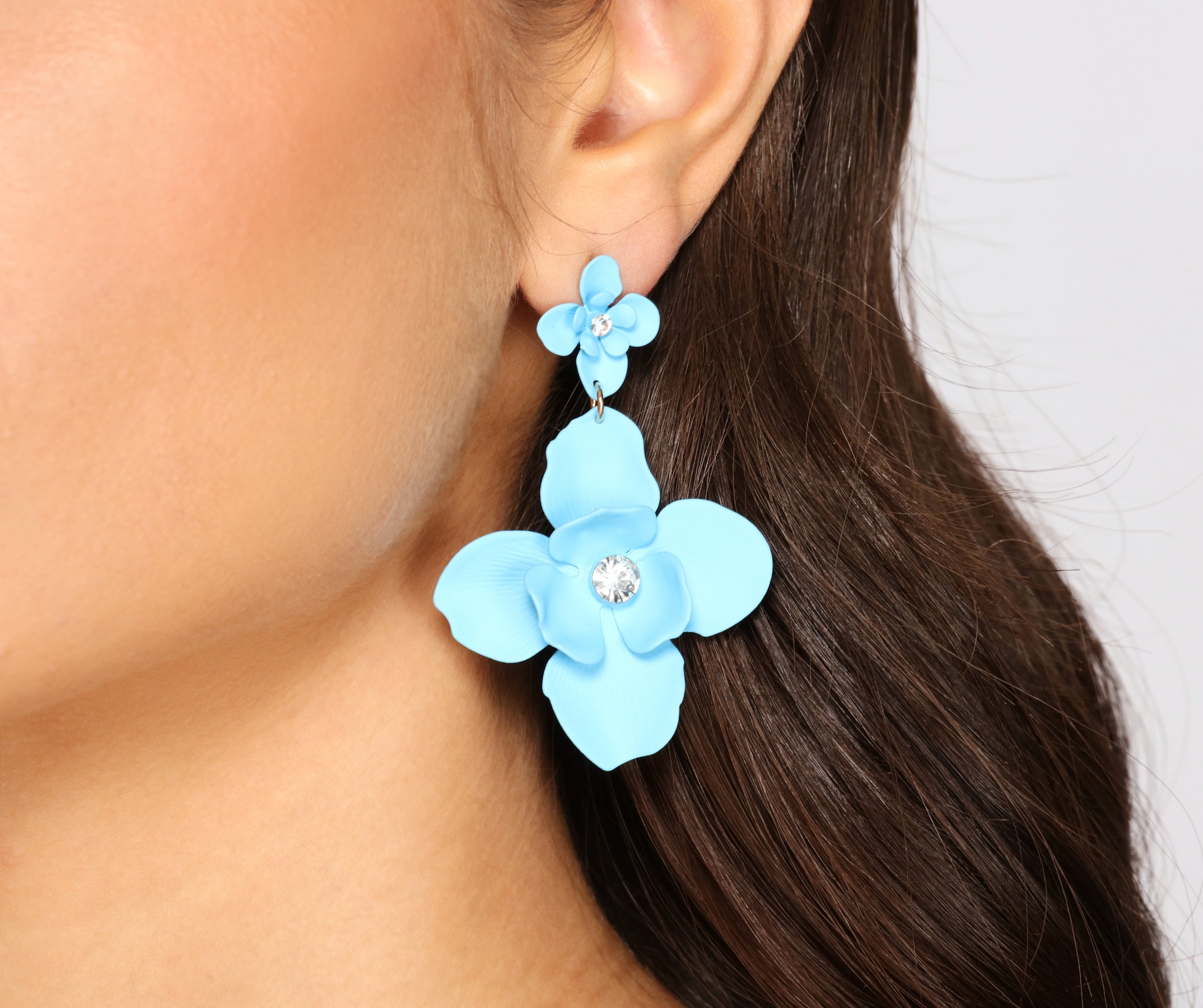 Keep Blooming Rhinestone Flower Earrings