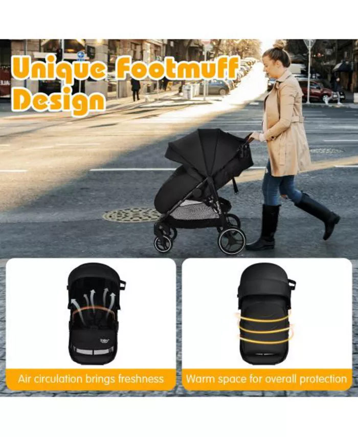 Slickblue 5-Point Harness Lightweight Infant Stroller with Foot Cover and Adjustable Backrest