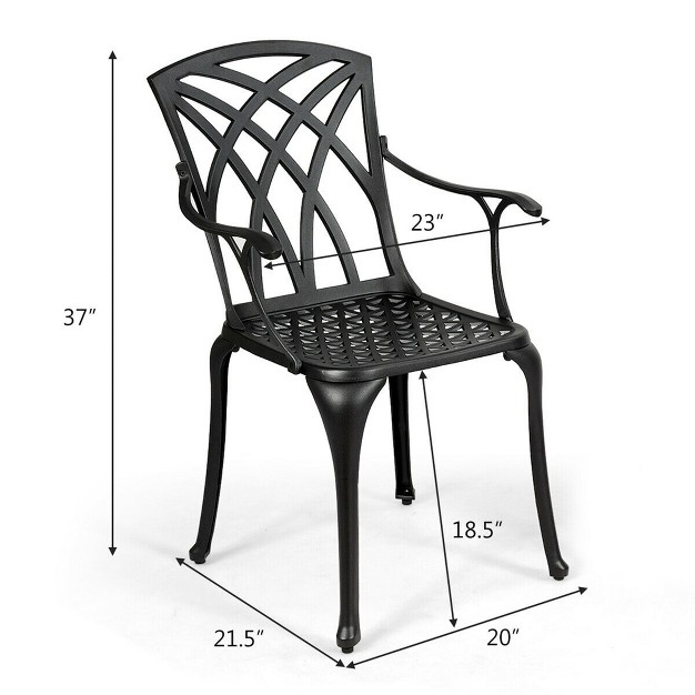 Costway Set Of 4 Cast Aluminum Dining Chairs Durable Solid Construction W armrest Black