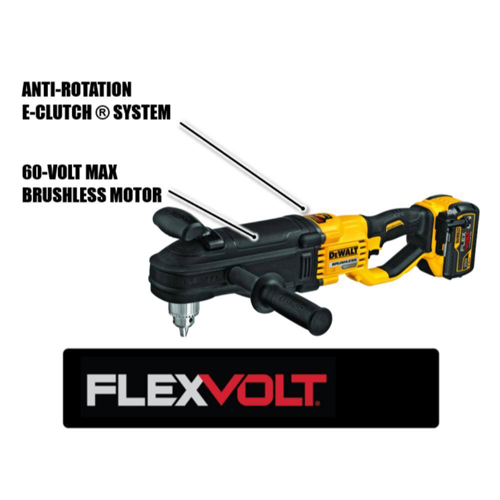 DW FLEXVOLT 60V MAX Cordless In-line 12 in. Stud and Joist Drill with E-Clutch and (1) FLEXVOLT 9.0Ah Battery DCD470X1