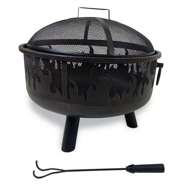 Wood Burning Outdoor Fire Pit With Flames Black Endless Summer