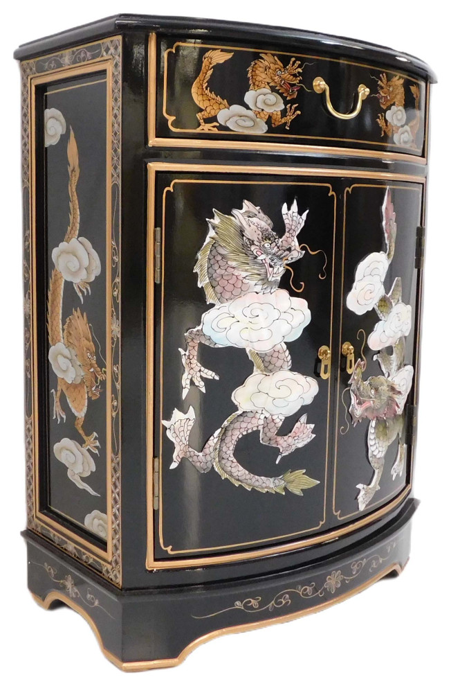 Dragon Mother of Pearl Inlaid Cabinet With Drawer and Doors.   Asian   Accent Chests And Cabinets   by Oriental Furnishings  Houzz