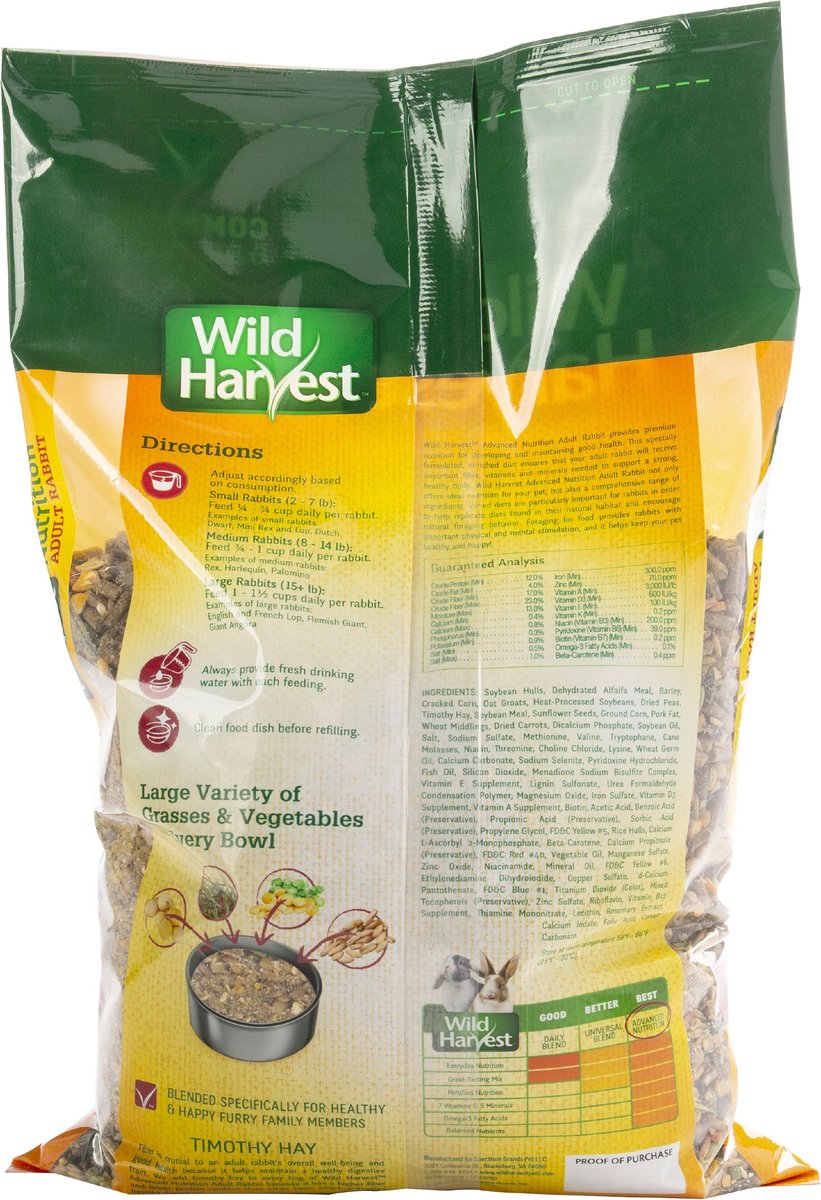 Wild Harvest Super Premium Food Blend Rabbit Food， 8-lb bag