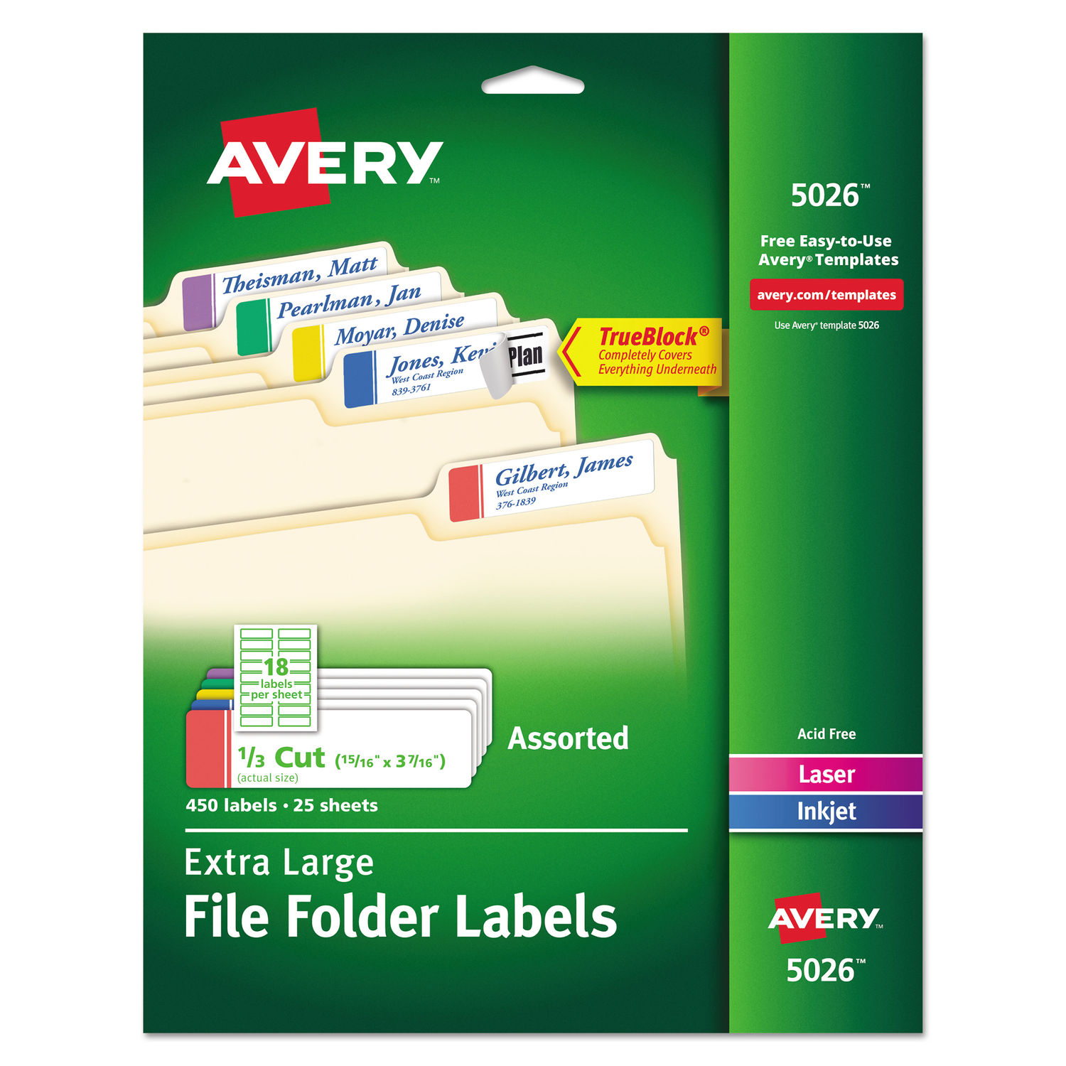 Extra-Large TrueBlock File Folder Labels with Sure Feed Technology by Averyandreg; AVE5026