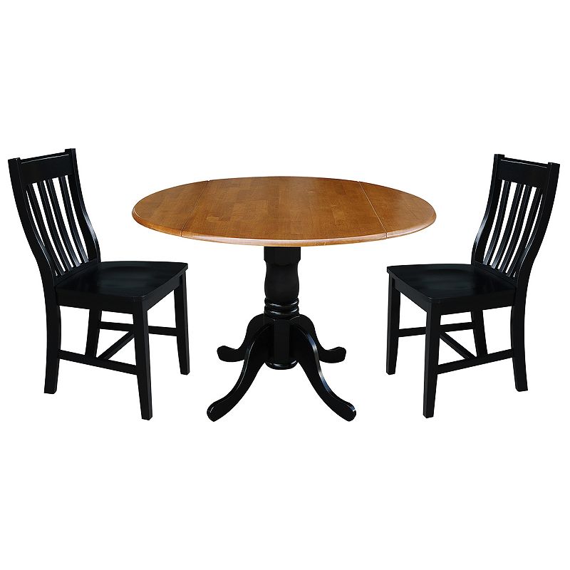 International Concepts Drop Leaf Table and Slat Chair 3-piece Set