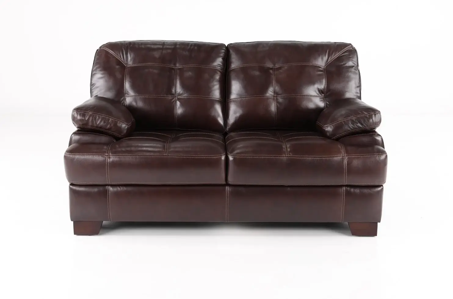 Amarillo Walnut Brown Leather Loveseat