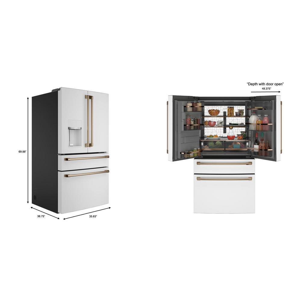 Cafe 27.8 cu. ft. Smart 4- Door French Door Refrigerator with Convertible Middle Drawer in Matte White CVE28DP4NW2