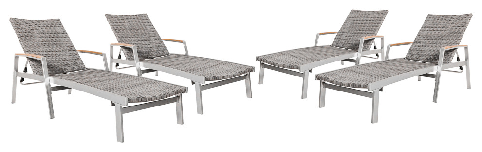 GDF Studio Stanley Outdoor Wicker and Aluminum Chaise Lounges  Set of 4   Tropical   Outdoor Chaise Lounges   by GDFStudio  Houzz