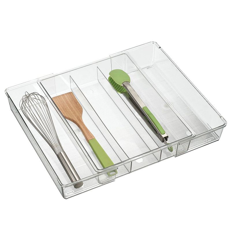 mDesign Expandable In-Drawer 3 Section  Kitchen Utensil Organizer Tray