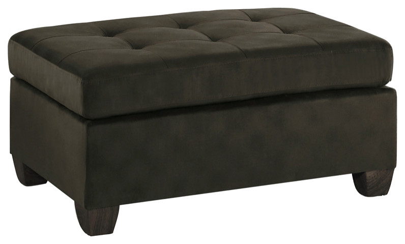 Pemberly Row Velvet Upholstered Ottoman in Chocolate   Transitional   Footstools And Ottomans   by Homesquare  Houzz