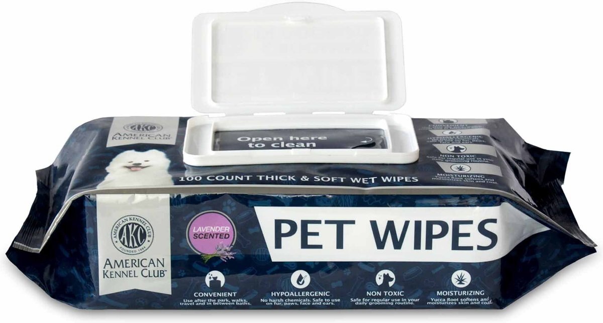 American Kennel Club Lavender Scent Dog Wipes， 100 count